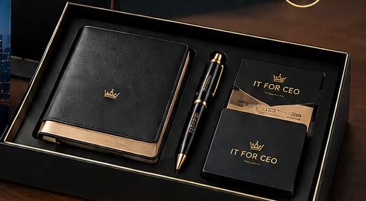 بستهٔ ویژهٔ IT FOR CEO شامل دفتر، خودکار و کارت